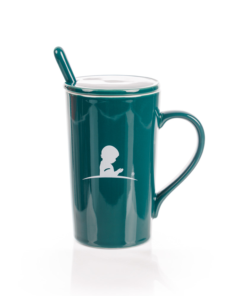 Primary image St. Jude Emerald Ceramic Mug with Lid and Spoon